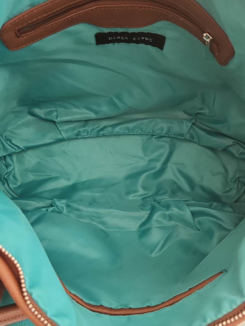 Black Rivet Turquoise and Brown Two-Piece Tote Set - Picture 5 of 5